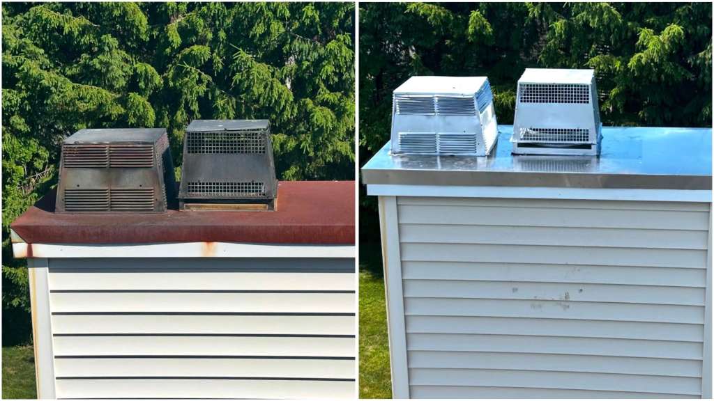 Chimney chase cover replacement before and after in Cincinnati