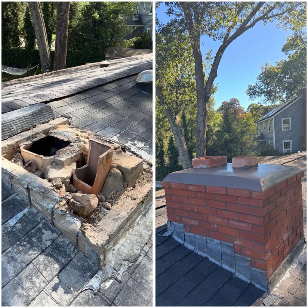 Chimney chimney top rebuild before and after in Cincinnati
