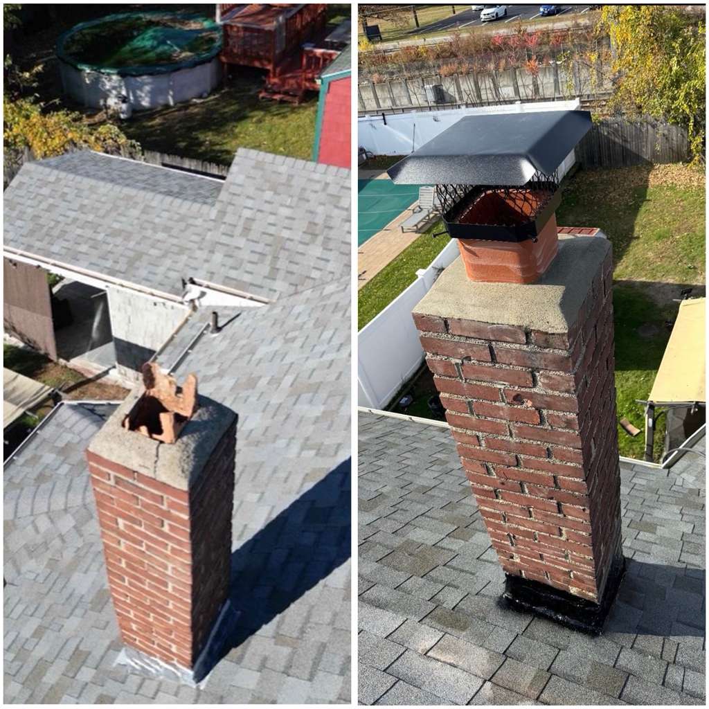 Chimney chimney cap install before and after in Cincinnati